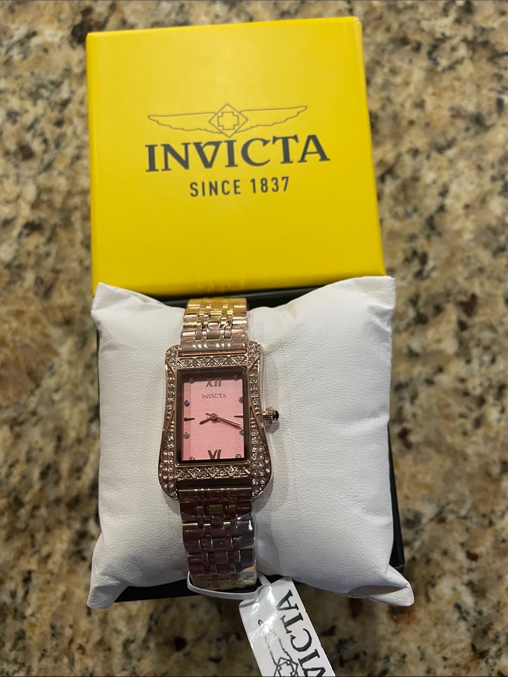 Invicta Wildflower Rose Gold Bracelet Watch with Pink Dial and Crystal Accents
